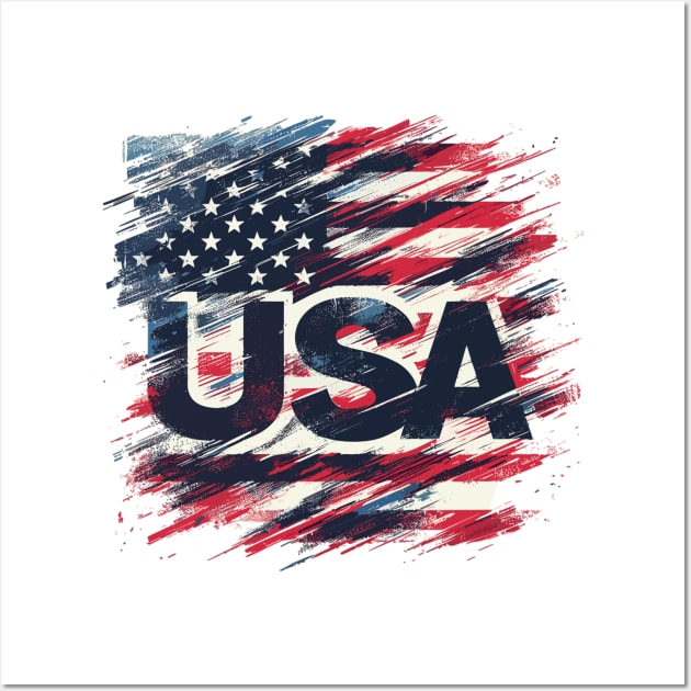 Usa Flag Wall Art by Vehicles-Art